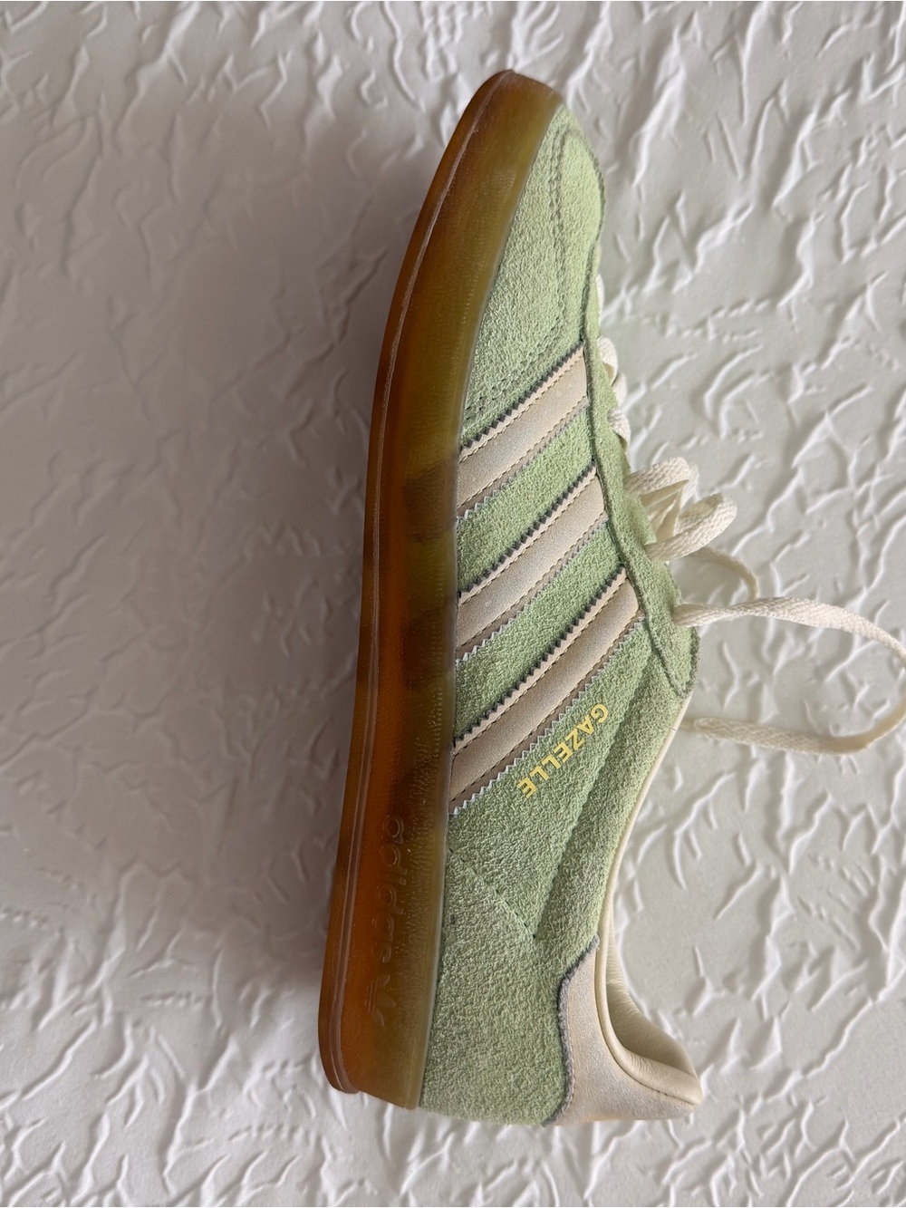 adidas Men's Gazelle Suede Sneakers in Light Green with Gum Sole